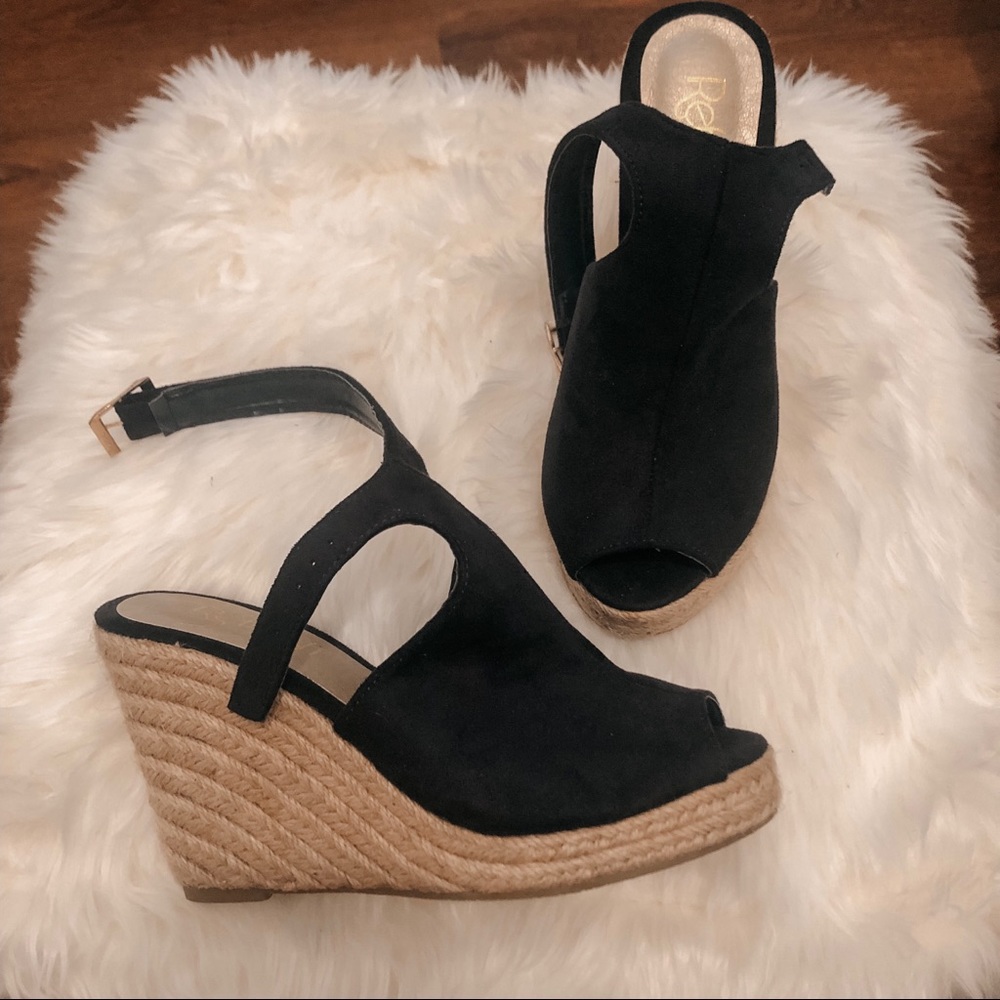 Navy Suede Wedges